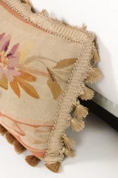 French Aubusson Tapestry 19th Century Pillow with Purple Floral D cor Tassels - 3422447