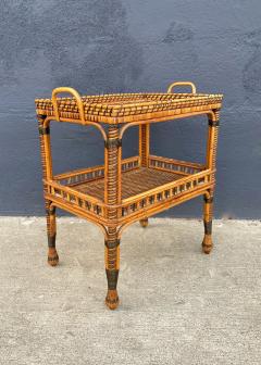 French Bamboo and Rattan Side Table - 2854191