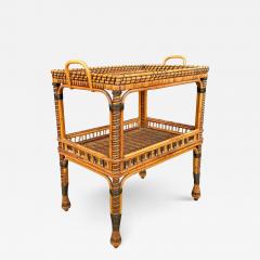 French Bamboo and Rattan Side Table - 2857644