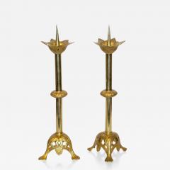 French Baroque Revival Pair of Gilt Bronze Ormolu Pricket Candlesticks 1880s - 1207071