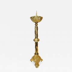 French Baroque Revival Tall Gilt Bronze Ormolu Pricket Candlestick 1880s - 1218602