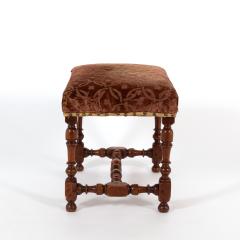 French Baroque Style Turned Walnut Upholstered Stool French Circa 1850  - 3187449