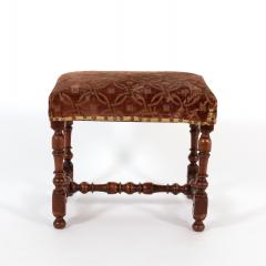 French Baroque Style Turned Walnut Upholstered Stool French Circa 1850  - 3187452