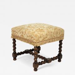 French Baroque Style Upholstered Walnut Stool Circa 1900 - 3683249