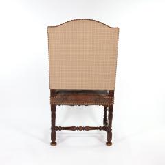 French Baroque Style Walnut Fauteuil Upholstered In Embossed Leather Circa 1800 - 3054244