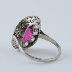 French Belle Epoque Pink Sapphire Diamond and Platinum Ring - 267452