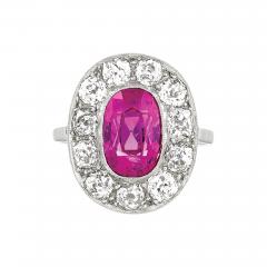 French Belle Epoque Pink Sapphire Diamond and Platinum Ring - 267644