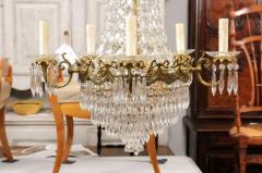 French Belle poque 1890s Five Light Crystal and Bronze Basket Chandelier Wired - 3602067