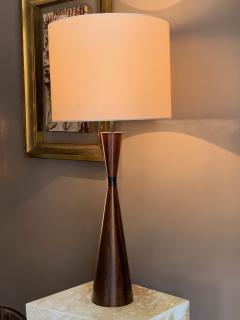 French Bilboquet Table Lamp in Wood and Brass 1970s - 3212140