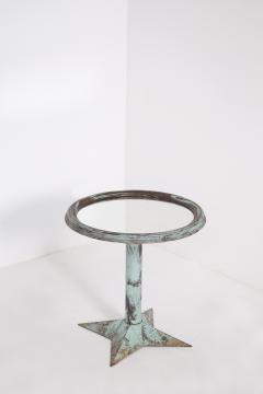 French Bistrot Table Pickled in Light Blue with Mirror Top - 2035626