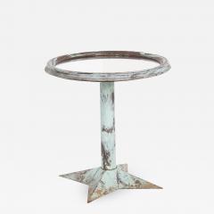 French Bistrot Table Pickled in Light Blue with Mirror Top - 2036470