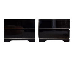 French Black Lacquered Pair of Sofa or Bedside Tables circa 1970 - 4612731