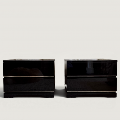 French Black Lacquered Pair of Sofa or Bedside Tables circa 1970 - 4612732