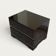 French Black Lacquered Pair of Sofa or Bedside Tables circa 1970 - 4612734