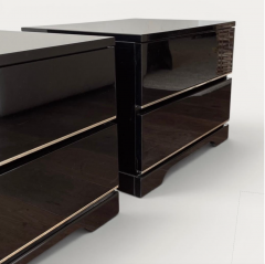 French Black Lacquered Pair of Sofa or Bedside Tables circa 1970 - 4612736