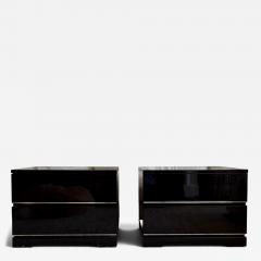 French Black Lacquered Pair of Sofa or Bedside Tables circa 1970 - 4614513