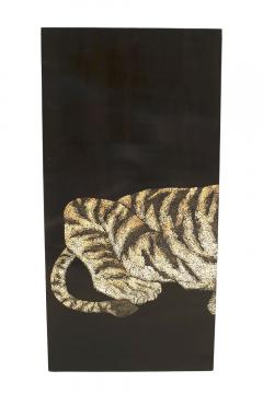French Black Lacquered Tigers Wall Plaque - 4634097