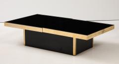 French Black Opaline Glass Coffee Table with Optional Open Center Brass Trim - 3731306