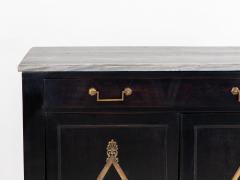 French Black Painted Buffet with Marble Top Late 19th Century - 3320683