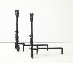 French Blacksmith Twisted Iron Andirons - 4381677