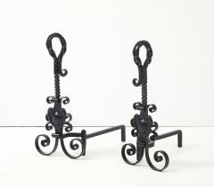 French Blacksmith Twisted Iron Andirons - 4381678