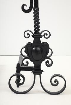 French Blacksmith Twisted Iron Andirons - 4381682