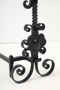 French Blacksmith Twisted Iron Andirons - 4381683