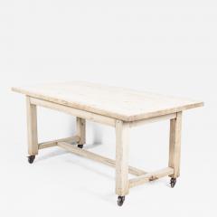 French Bleached Oak Table on Castors - 2215184