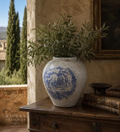 French Blue White Stoneware Cachepot - 4704580