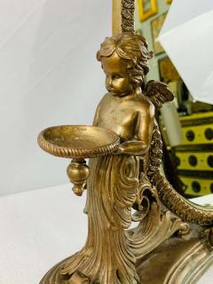 French Bonze Vanity Mirror with Cherubs Candle Holders - 2889236