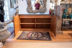French Brass Credenza with Beveled Mirror Front and Marble Top - 3806722