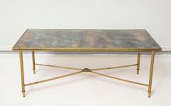 French Brass Directoire Style Coffee Table with Mirrored Top - 1556881
