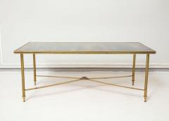 French Brass Directoire Style Coffee Table with Mirrored Top - 1556883