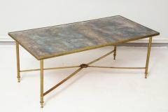 French Brass Directoire Style Coffee Table with Mirrored Top - 1556884