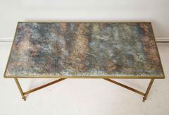 French Brass Directoire Style Coffee Table with Mirrored Top - 1556887