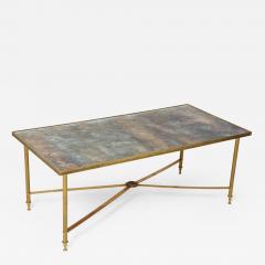 French Brass Directoire Style Coffee Table with Mirrored Top - 1558792