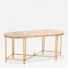 French Brass Plated Onyx Coffee Table in manner of Maison Jansen C 1960  - 4280640