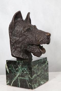 French Bronze Bust of Dog on Marble Base - 1655573