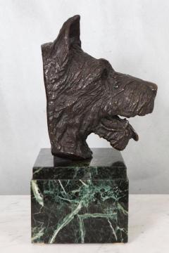 French Bronze Bust of Dog on Marble Base - 1655593