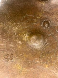 French Bronze Faux Bamboo Table With Lily Pad Top and Shelf - 4650618