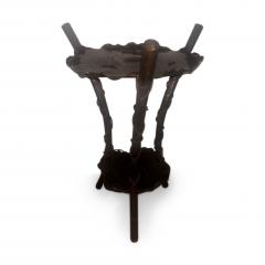 French Bronze Faux Bamboo Table With Lily Pad Top and Shelf - 4700300