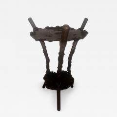 French Bronze Faux Bamboo Table With Lily Pad Top and Shelf - 4700306