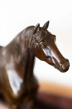 French Bronze Horse Statuette on Granite Base with Detailed Musculature - 3608482