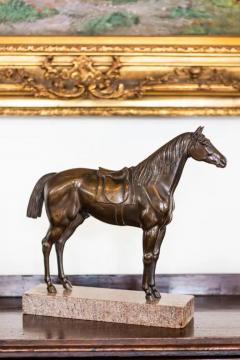 French Bronze Horse Statuette on Granite Base with Detailed Musculature - 3608484