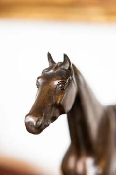 French Bronze Horse Statuette on Granite Base with Detailed Musculature - 3608574
