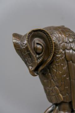 French Bronze Owl on Marble in Art Deco Style 20th c  - 2242862