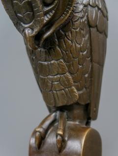 French Bronze Owl on Marble in Art Deco Style 20th c  - 2242864