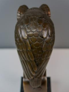 French Bronze Owl on Marble in Art Deco Style 20th c  - 2242867