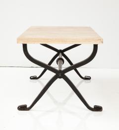 French Bronze Thick Travertine Top Coffee Table France 1940s - 3289294