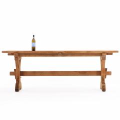 French Brutalist Architectural Oak Table with Slab Top C 1960 - 4740811